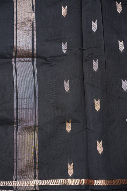 Maheshwari Silk Cotton Saree - Black