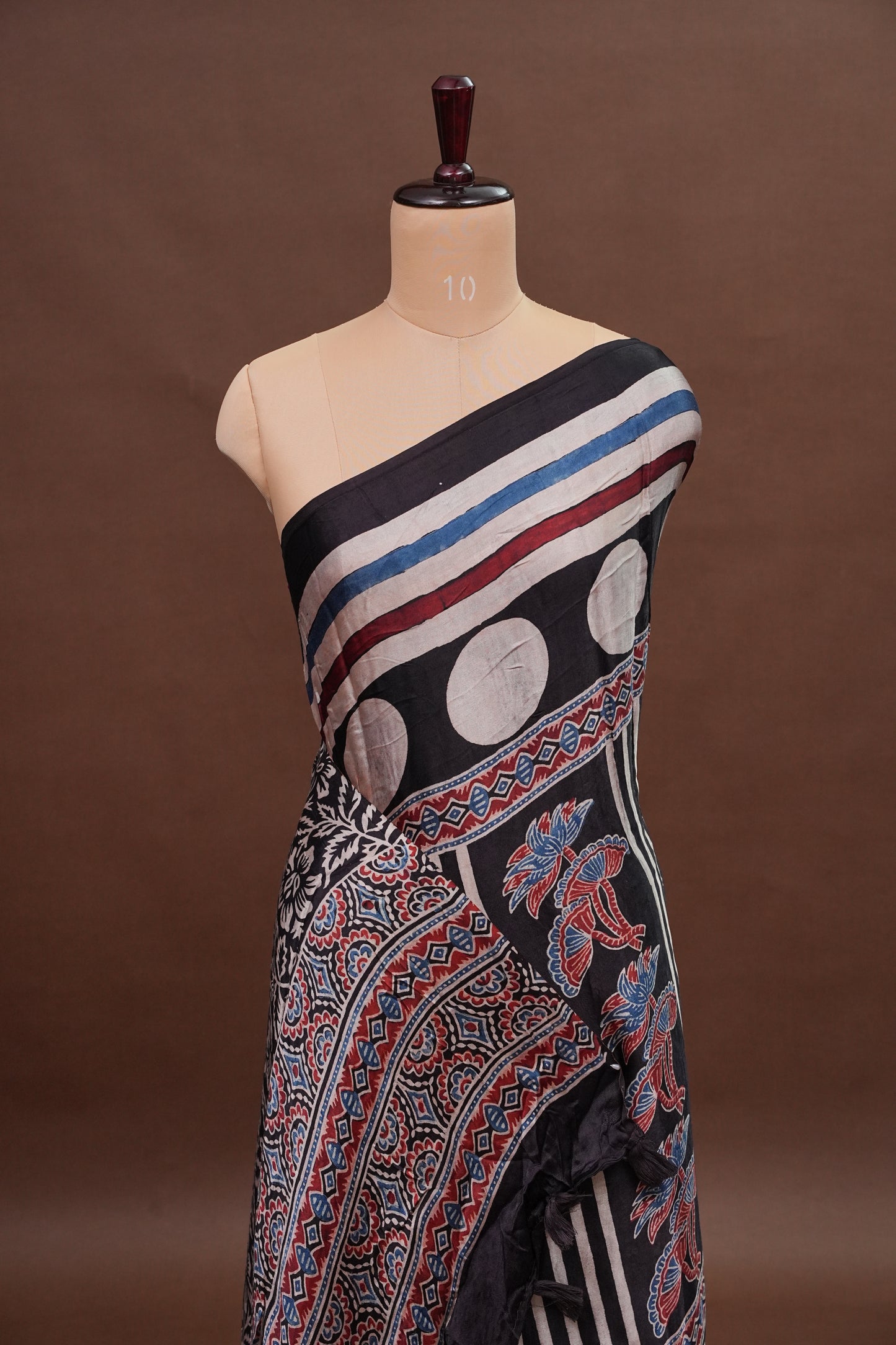 Pure Modal Silk With Block Prints Saree – Black