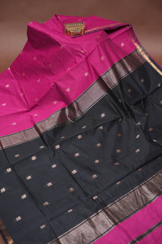 Maheshwari Silk Cotton Saree - Pink