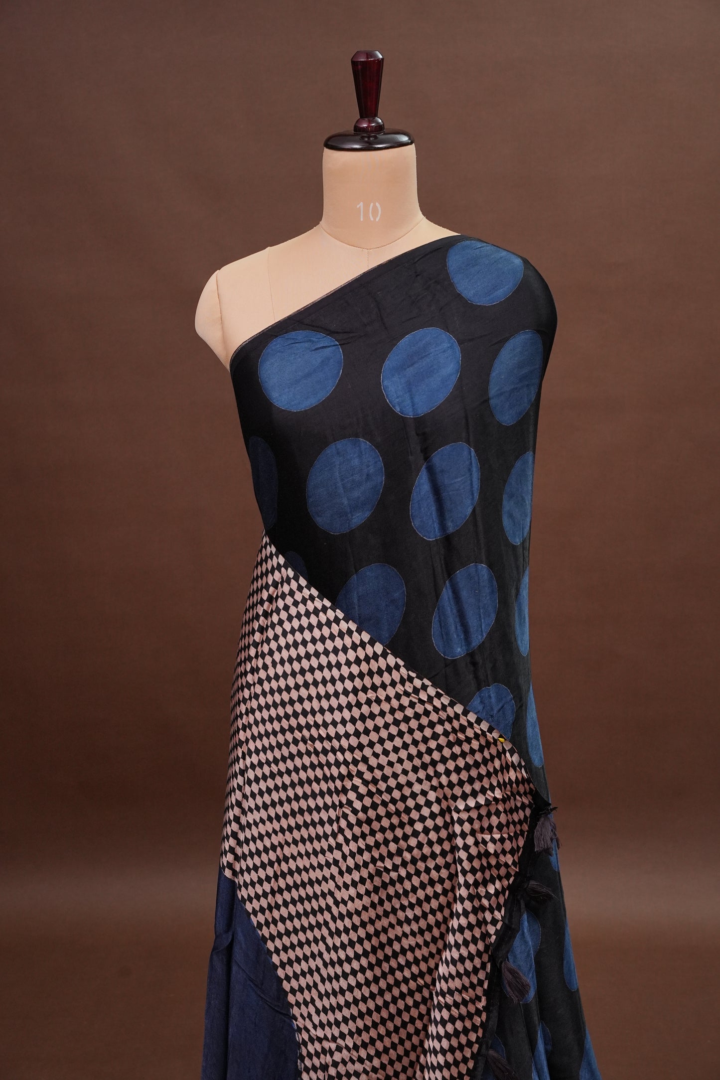 Pure Modal Silk Saree in Geometric Pattern - Black & Blue