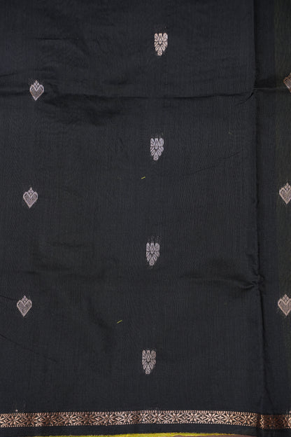 Maheshwari Silk Cotton Saree - Green and Black