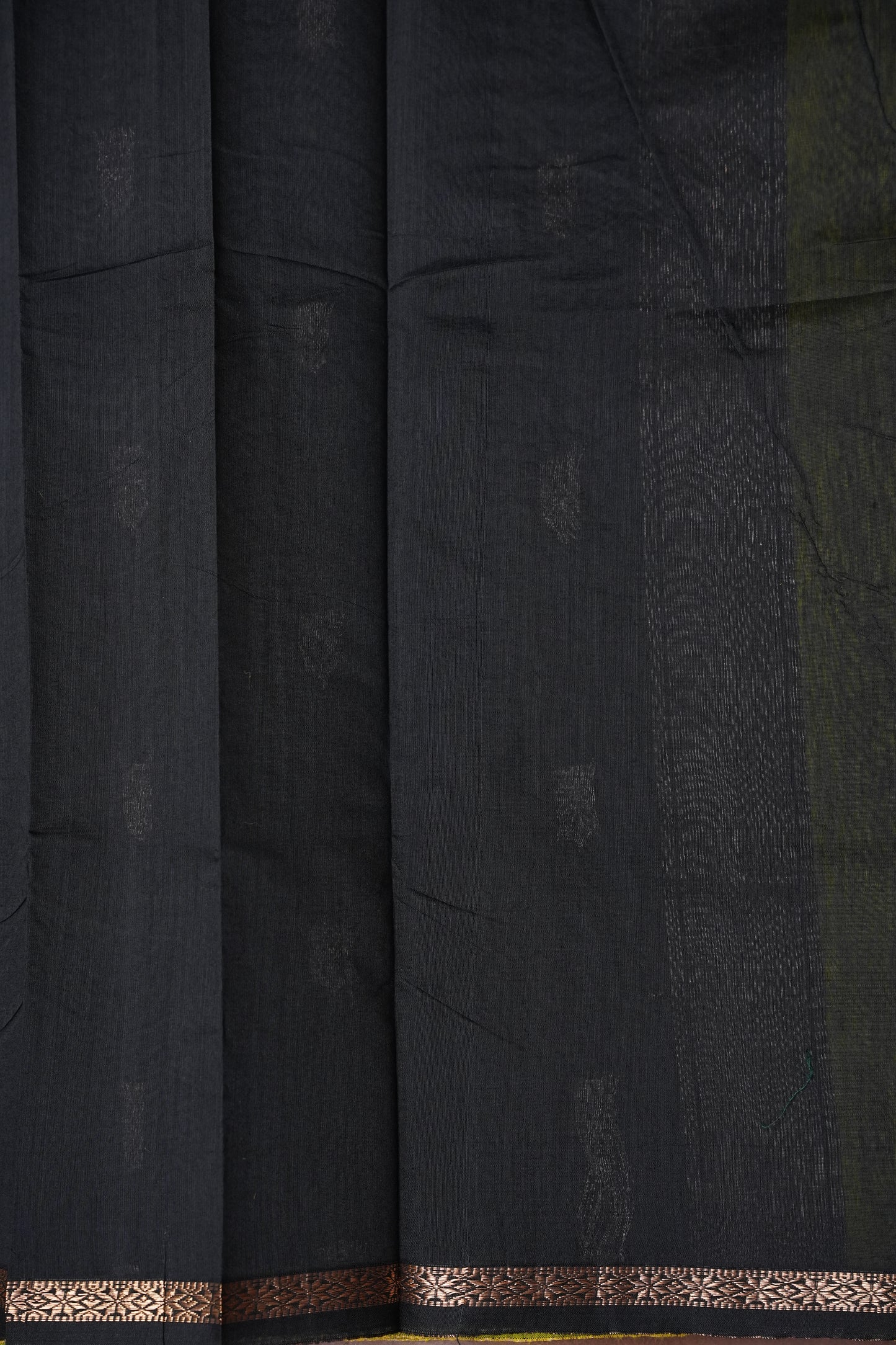 Maheshwari Silk Cotton Saree - Green and Black
