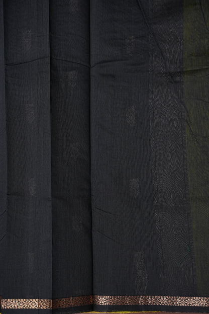 Maheshwari Silk Cotton Saree - Green and Black