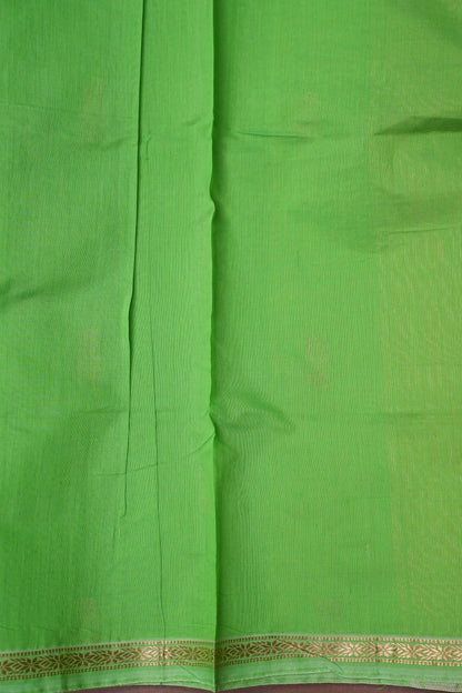 Maheshwari Silk Cotton Saree - Lemon Yellow and Green