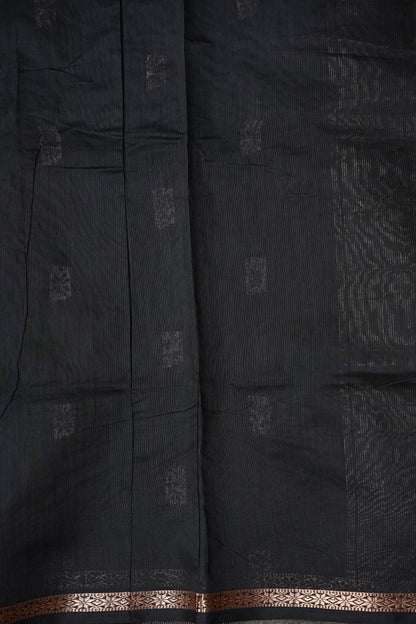 Maheshwari Silk Cotton Saree - Grey and Black