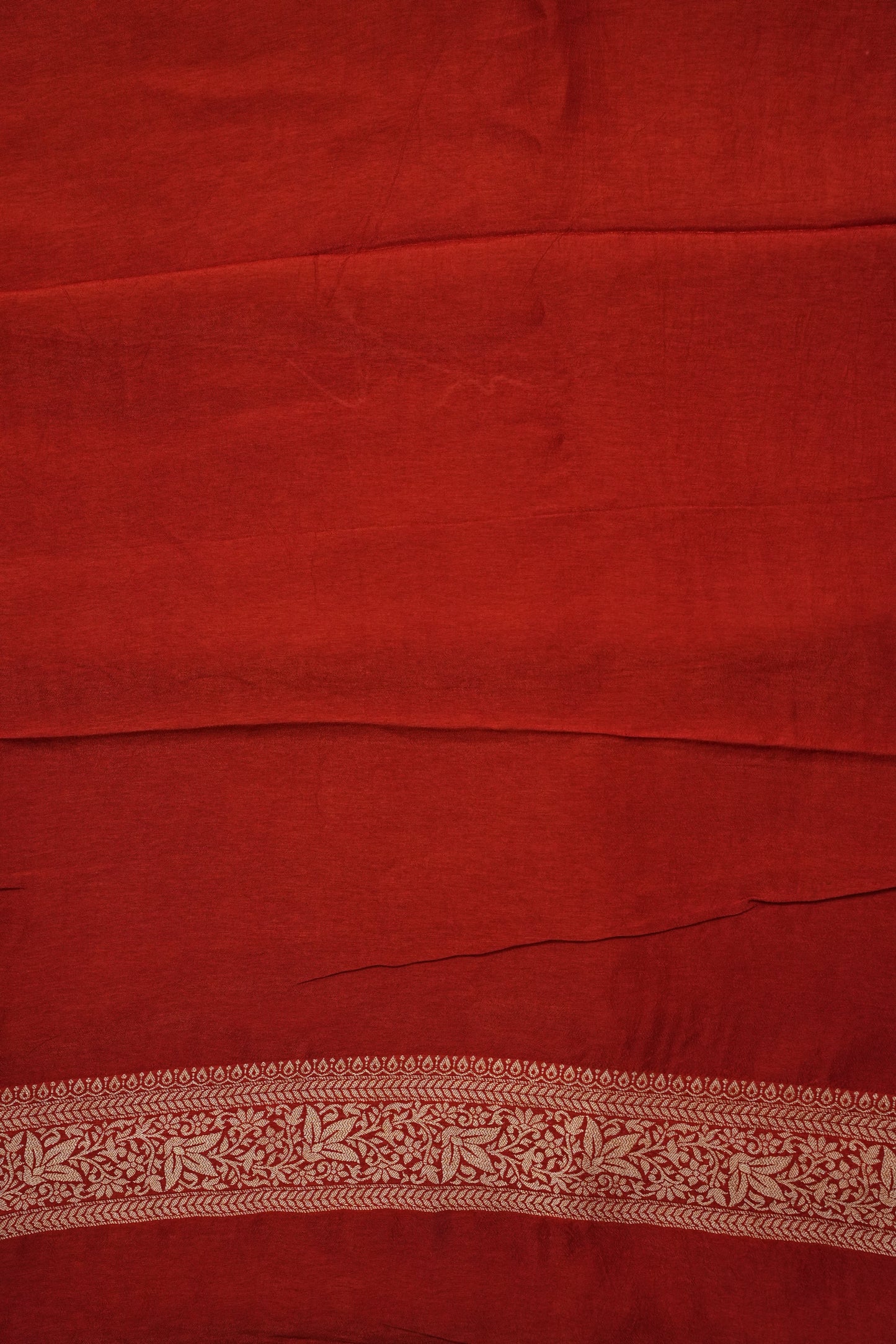Crushed Munga Banarasi Saree with Bandhini Prints-Rust Orange