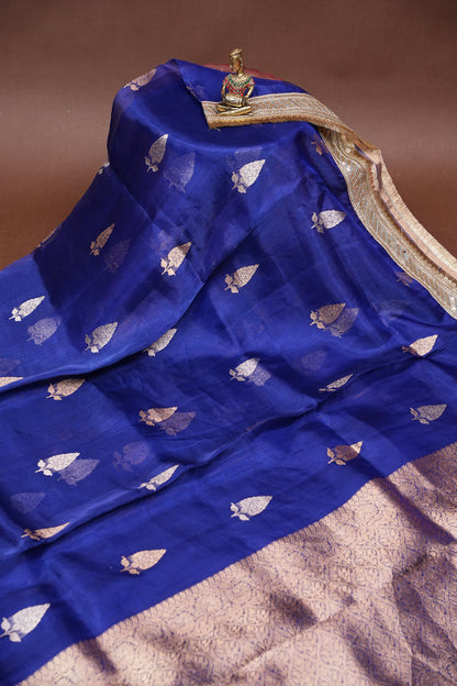 Royal Blue Tissue Organza Pure Silk Saree