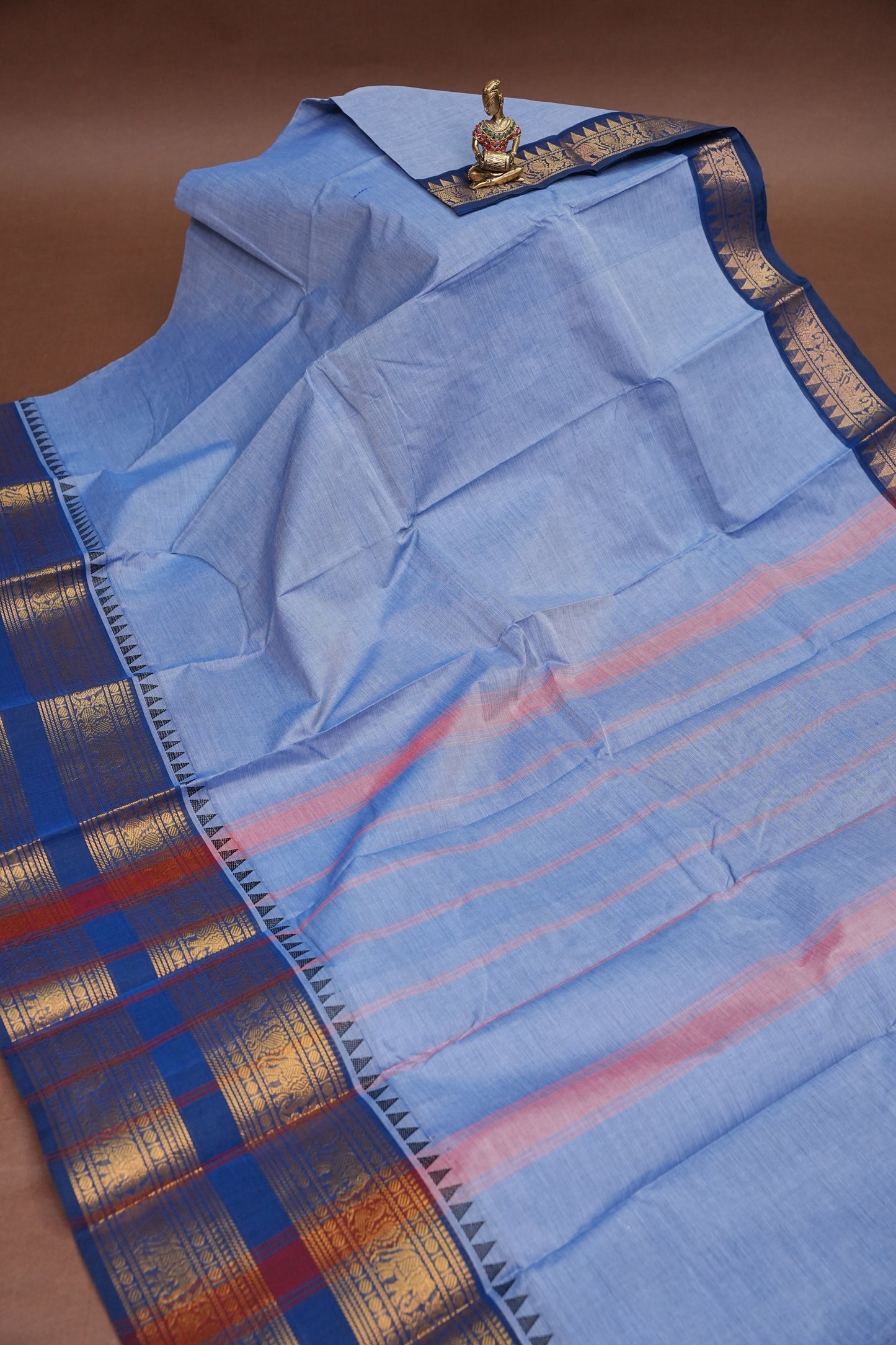Kanchi Cotton Sarees - Bluish Grey & Blue