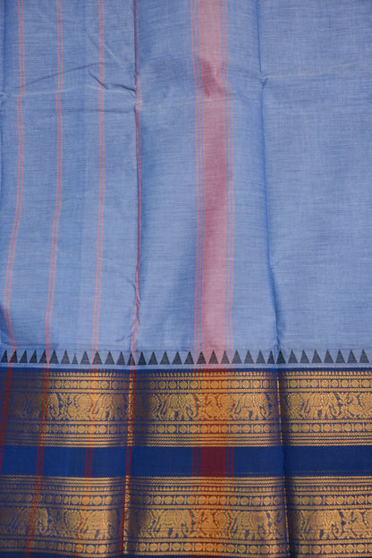 Kanchi Cotton Sarees - Bluish Grey & Blue