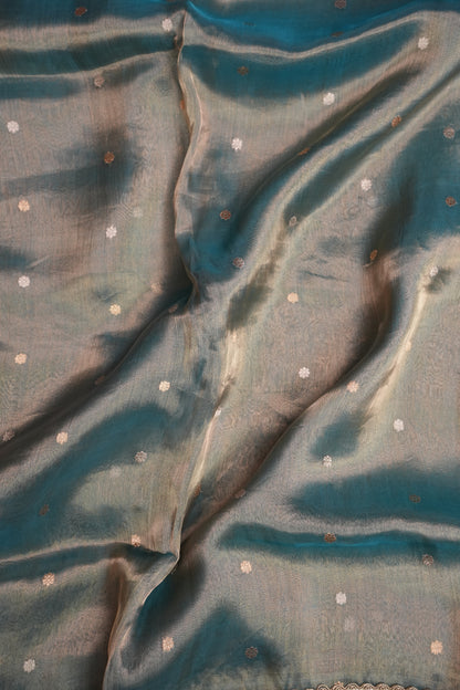 Pastel Blue Tissue Organza Pure Silk Saree