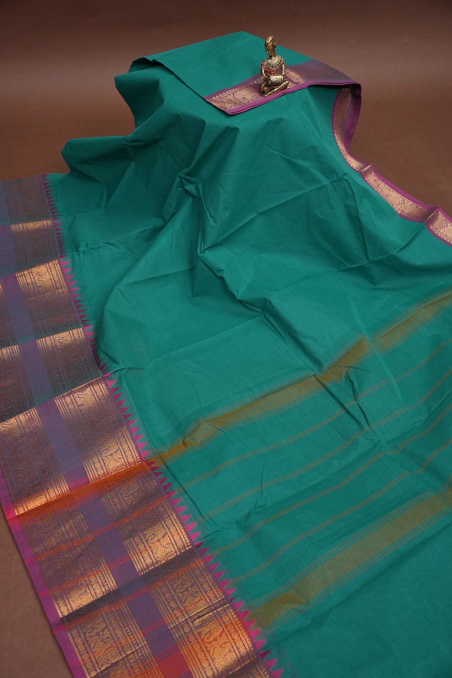 Kanchi Cotton Sarees - Turquoise Green