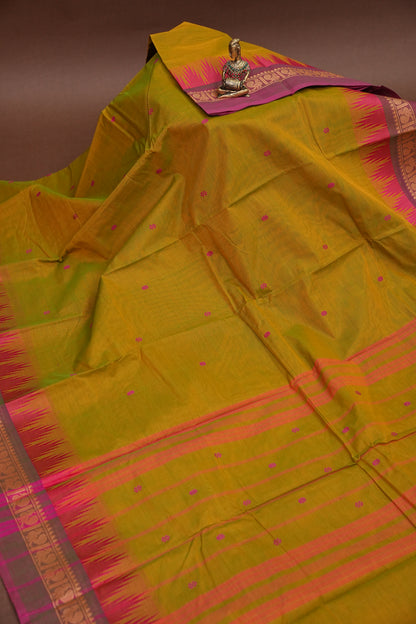 Kanchi Cotton Sarees - Mustard Yellow