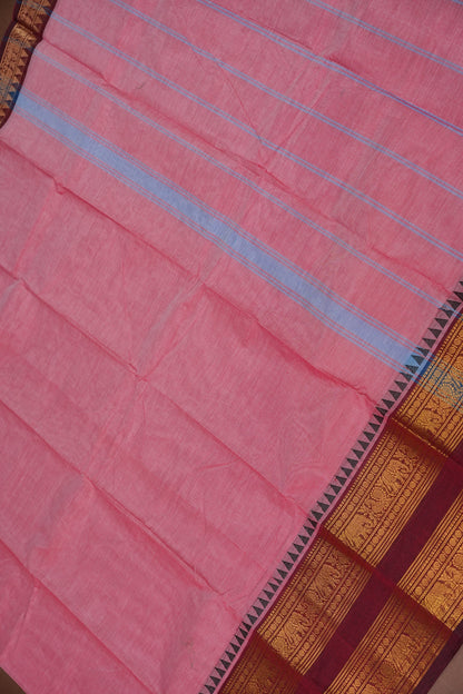 Kanchi Cotton Sarees - Salmon Pink