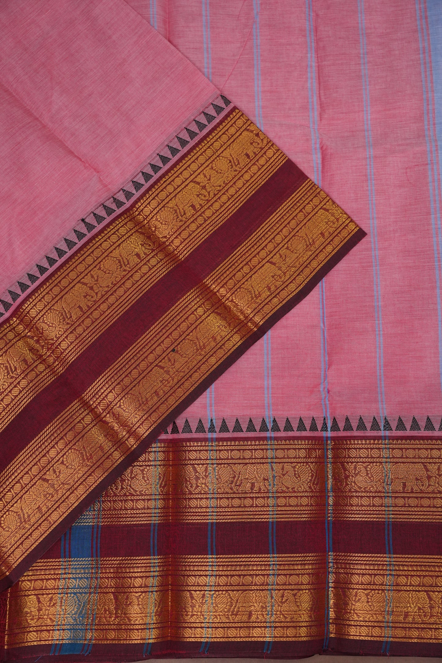 Kanchi Cotton Sarees - Salmon Pink