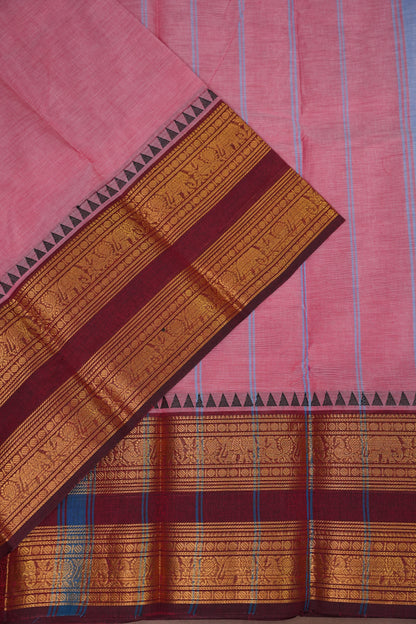 Kanchi Cotton Sarees - Salmon Pink