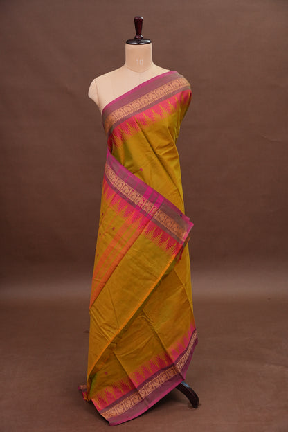 Kanchi Cotton Sarees - Mustard Yellow