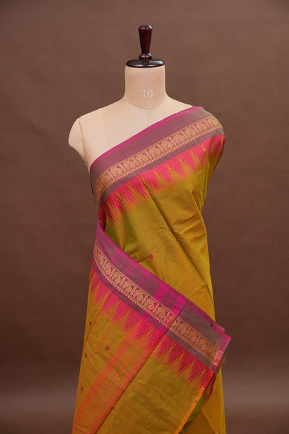 Kanchi Cotton Sarees - Mustard Yellow