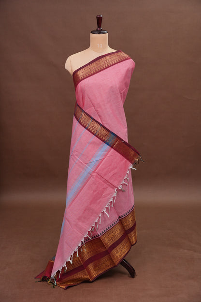 Kanchi Cotton Sarees - Salmon Pink