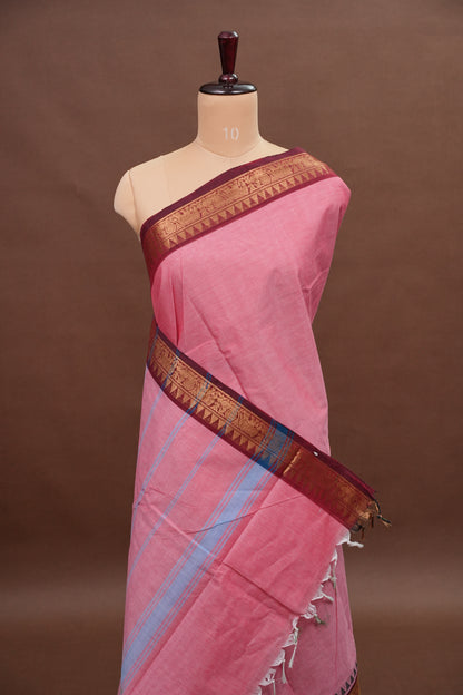 Kanchi Cotton Sarees - Salmon Pink