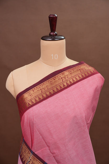 Kanchi Cotton Sarees - Salmon Pink