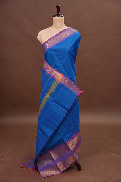 Kanchi Cotton Sarees - Ink Blue & Purple