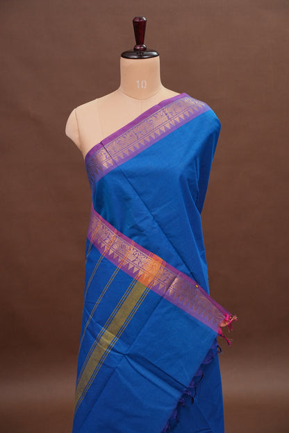 Kanchi Cotton Sarees - Ink Blue & Purple