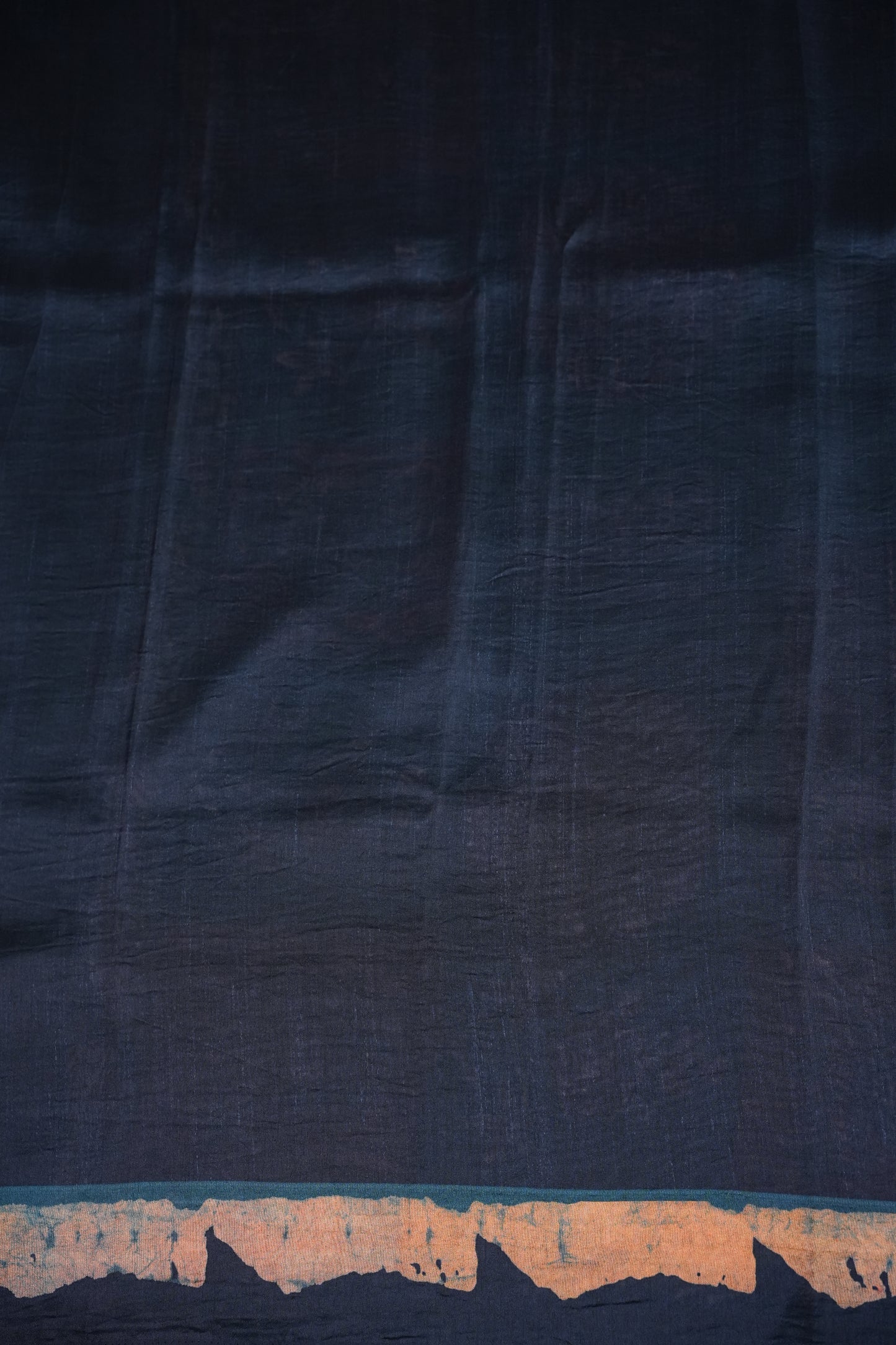 Tussar Silk Saree with Vintage Kalamkari Digital Print – Midnight Blue