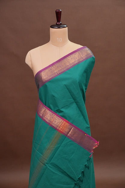 Kanchi Cotton Sarees - Turquoise Green