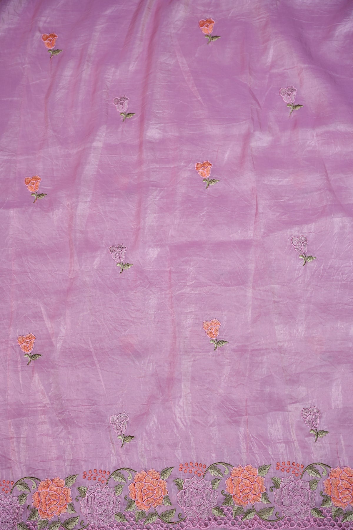 Soft Organza Glass Tissue Saree with Floral Cutwork Embroidery – Baby Pink