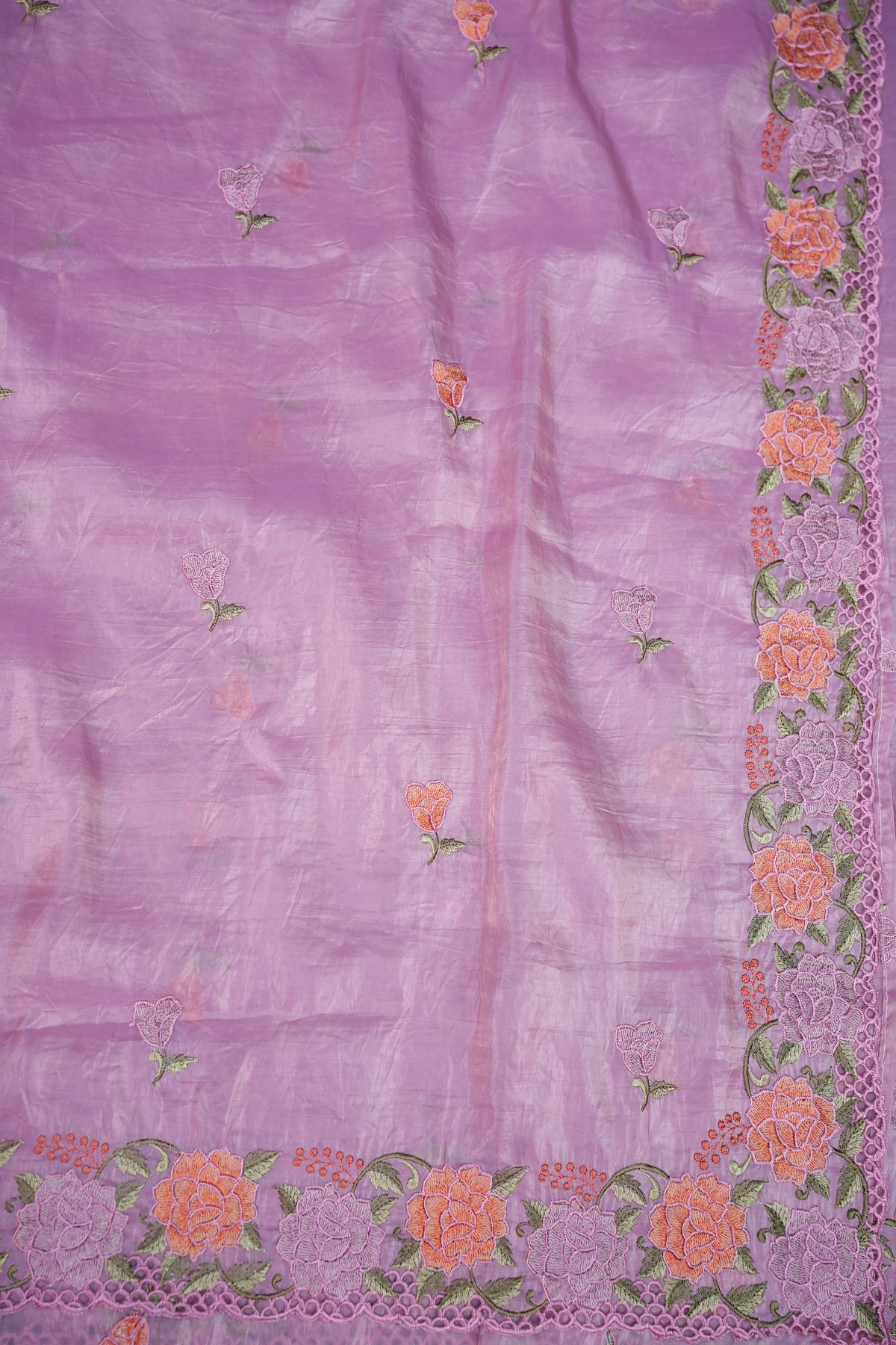 Soft Organza Glass Tissue Saree with Floral Cutwork Embroidery – Baby Pink