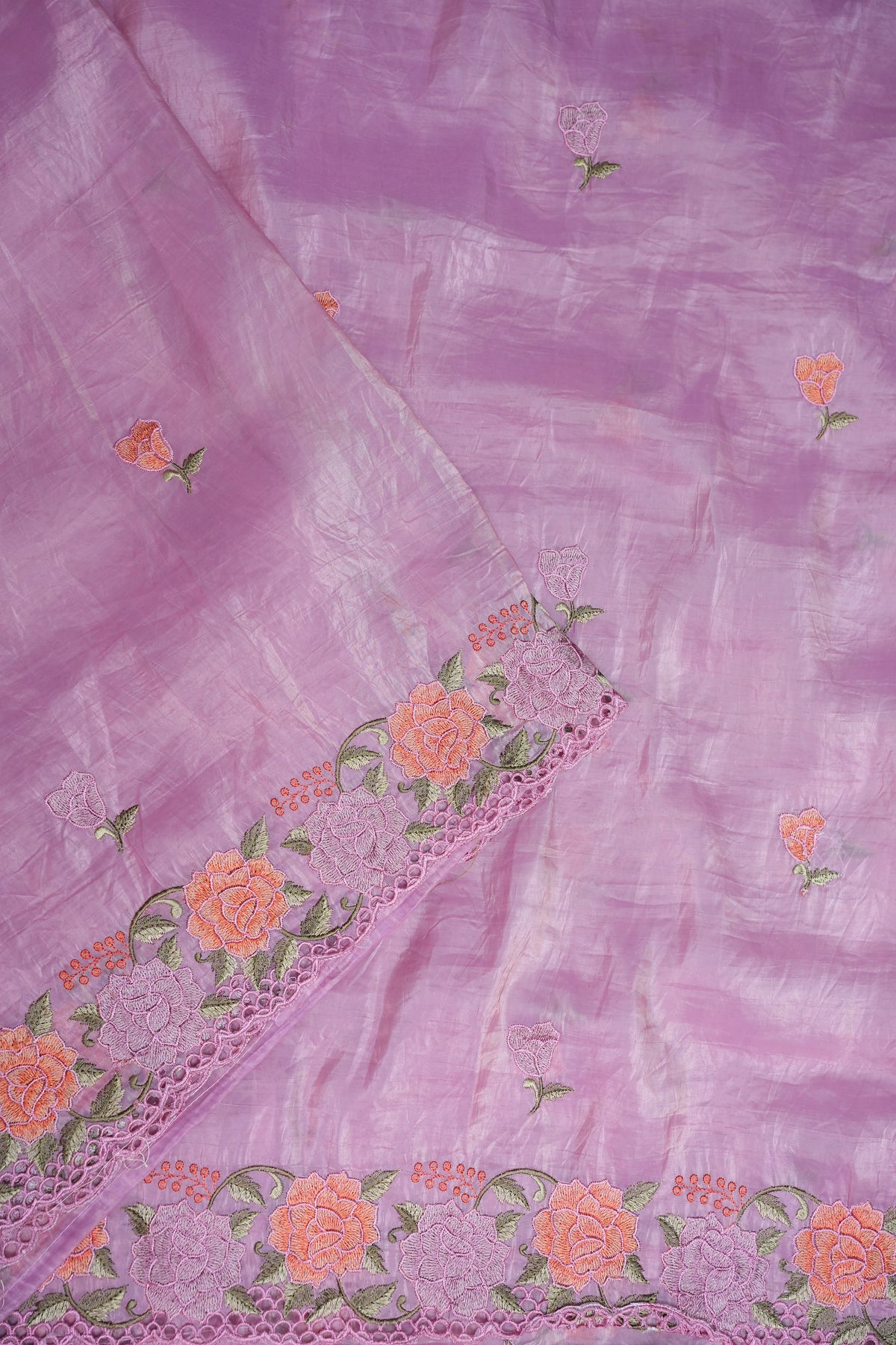 Soft Organza Glass Tissue Saree with Floral Cutwork Embroidery – Baby Pink