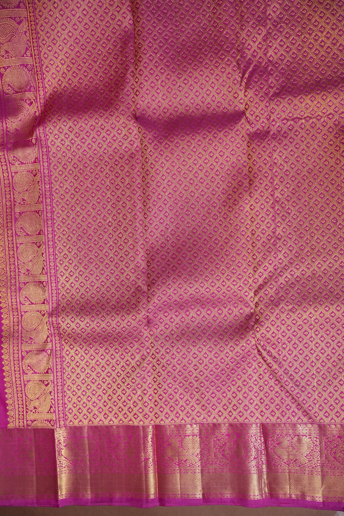 Pink & Gold Zari Pure Kanchipuram Silk Saree|Silk Mark Certified
