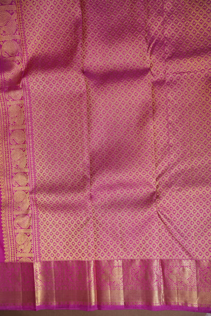 Pink & Gold Zari Pure Kanchipuram Silk Saree|Silk Mark Certified