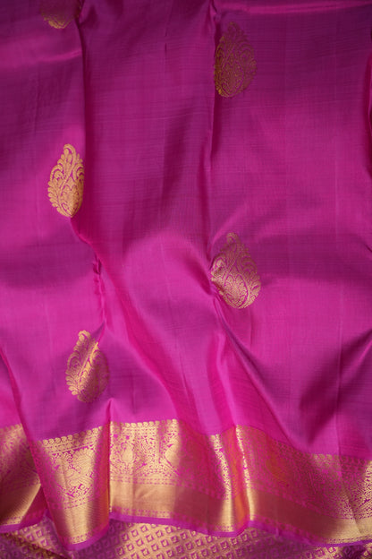 Pink & Gold Zari Pure Kanchipuram Silk Saree|Silk Mark Certified