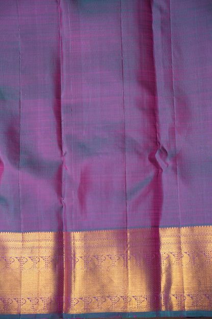 Purple and Teal Pure Kanchipuram Silk Saree|Silk Mark Certified