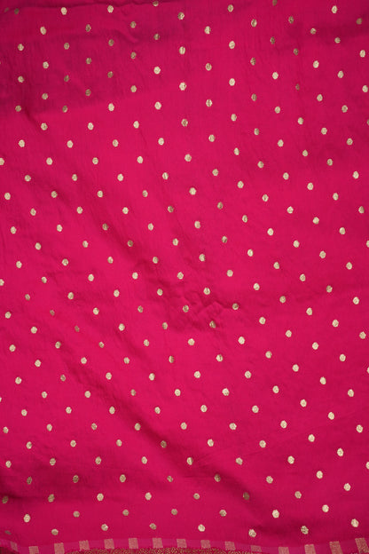 Rani Pink Crepe silk saree with French knot work