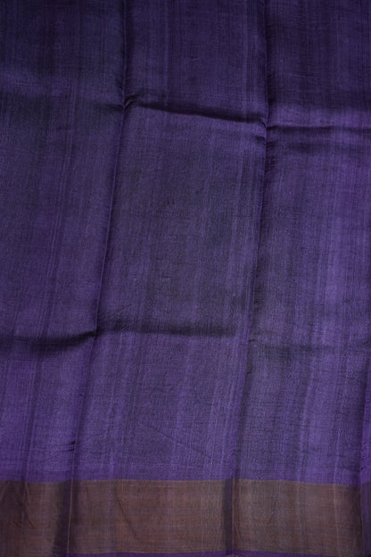 Pure Tussar Silk Saree with Floral Digital Print – Sage Green & Purple | Silk Mark Certified