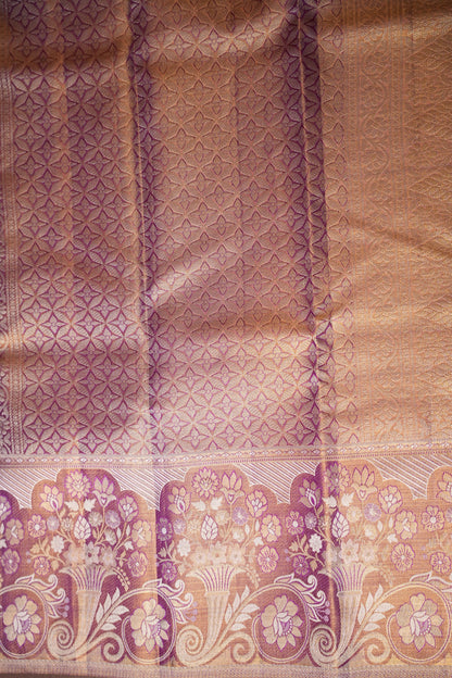 Honey Gold with Mauve Pink Pure Tissue Kanchipuram Silk Saree|Silk Mark Certified