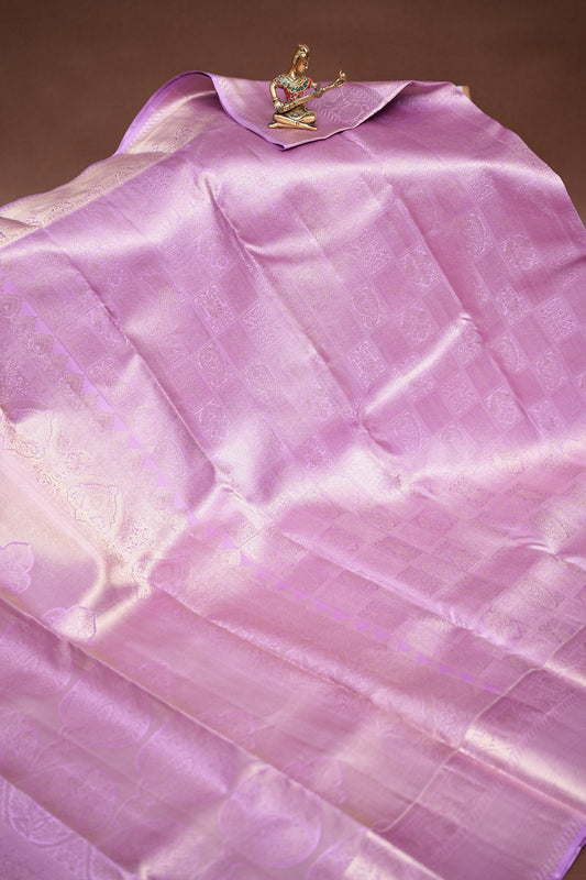 Lavender Fully Brocade Pure Kanchipuram Silk Saree|Silk Mark Certified