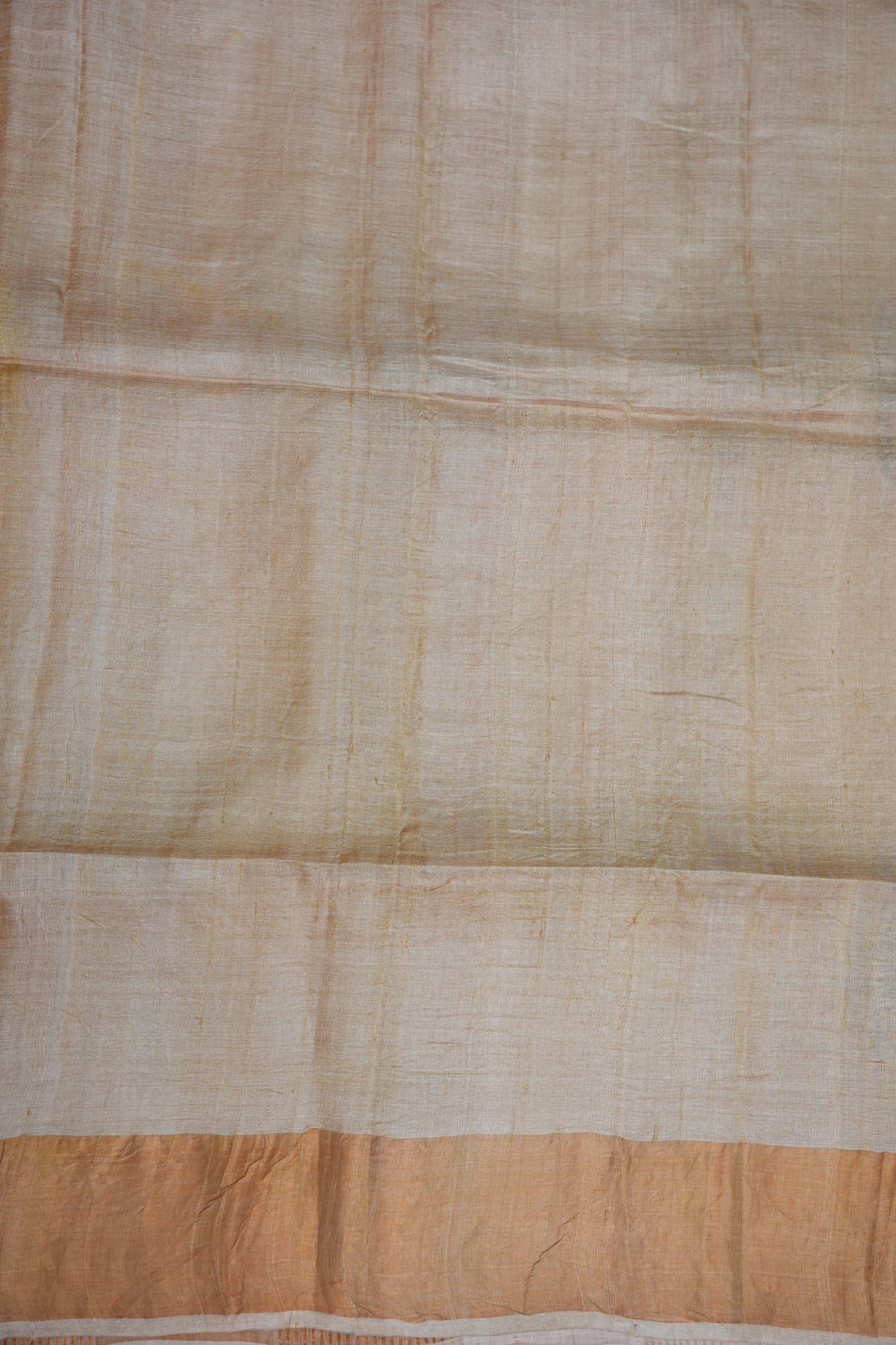 Pure Tussar Silk Saree with Traditional Block Prints – Natural Beige | Silk Mark Certified