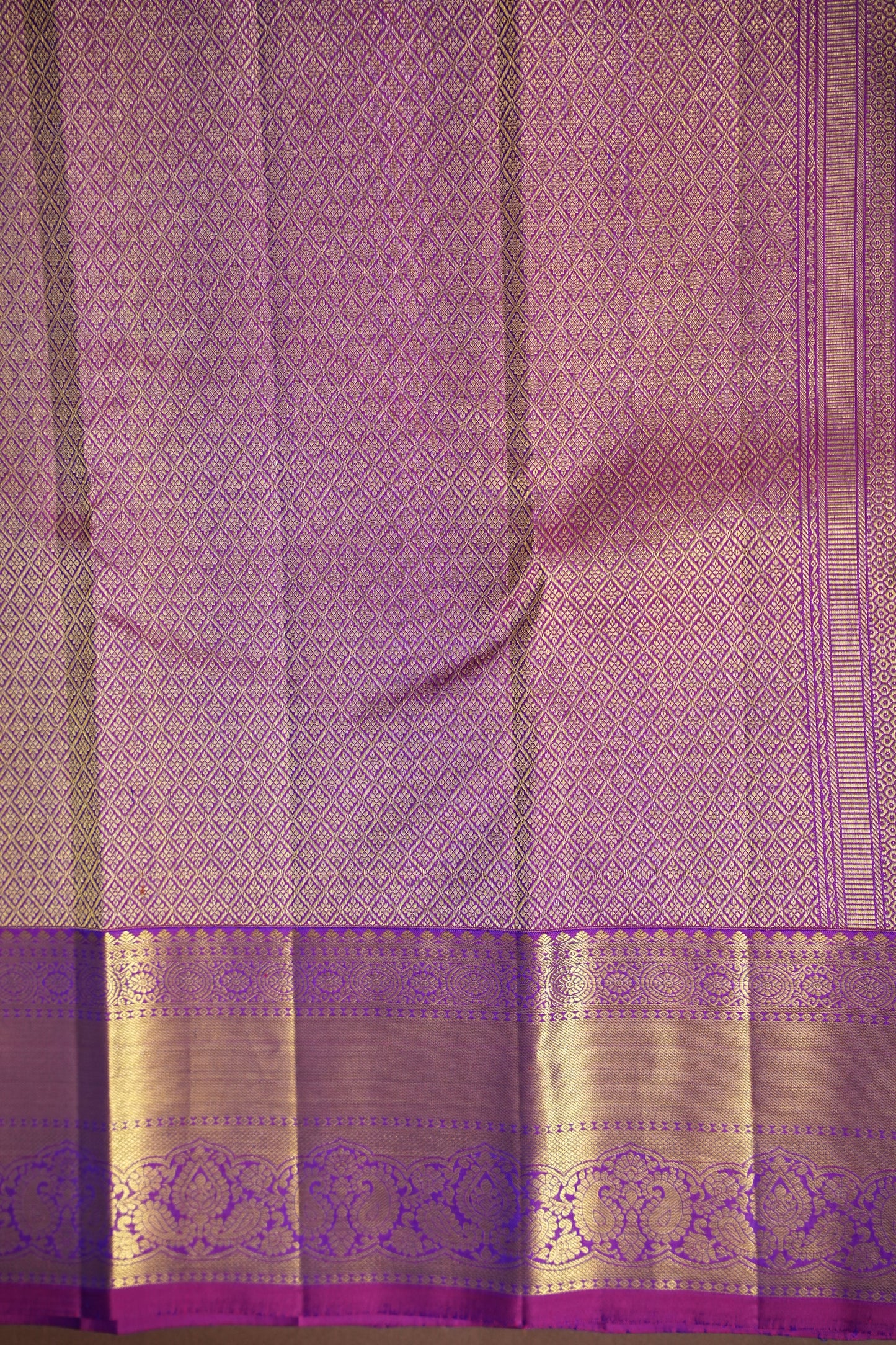 Peacock Blue & Purple Pure Kanchipuram Brocade Silk Saree|Silk Mark Certified
