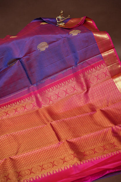 Purple & Pink Pure Kanchipuram Silk Saree|Silk Mark Certified