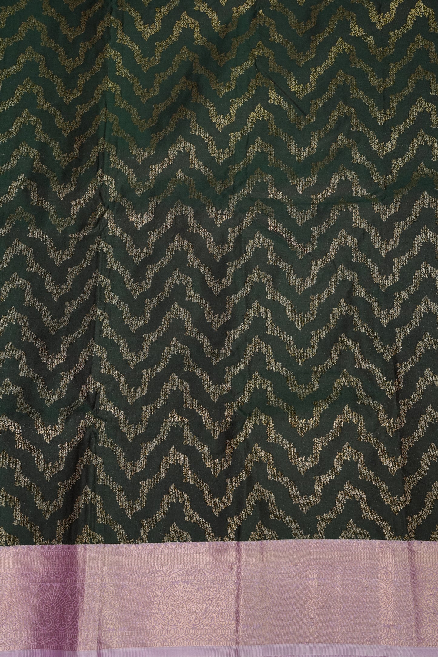 Kanchivaram Semi Silk Saree - Emerald Green with Baby Pink