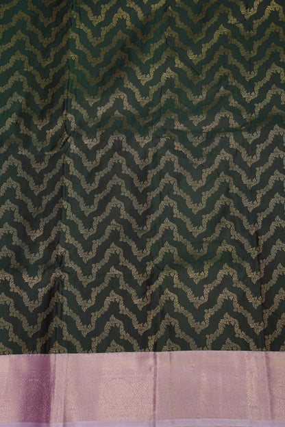 Kanchivaram Semi Silk Saree - Emerald Green with Baby Pink