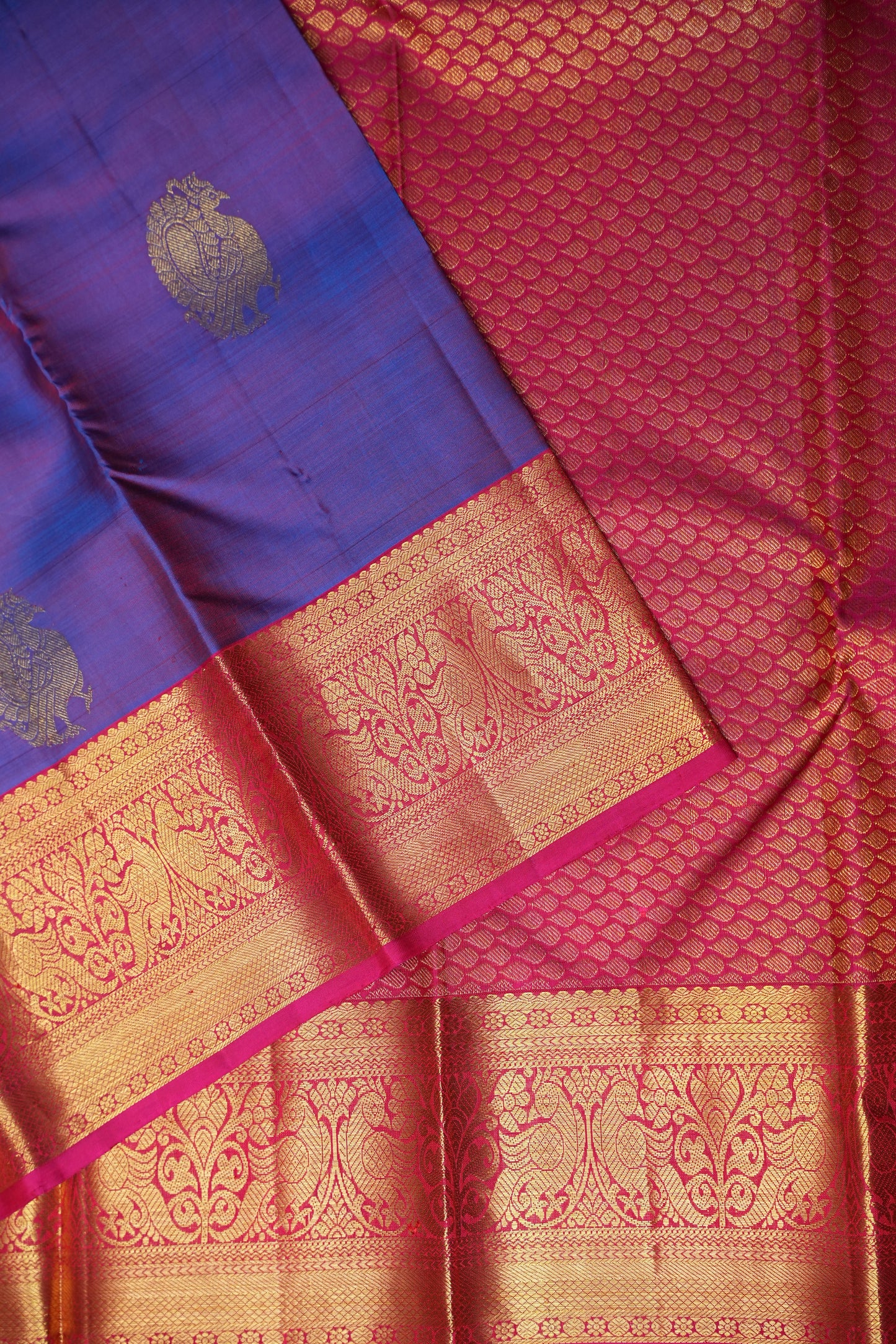 Purple & Pink Pure Kanchipuram Silk Saree|Silk Mark Certified
