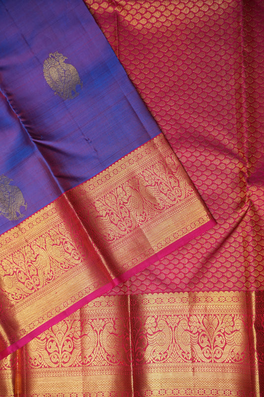 Purple & Pink Pure Kanchipuram Silk Saree|Silk Mark Certified
