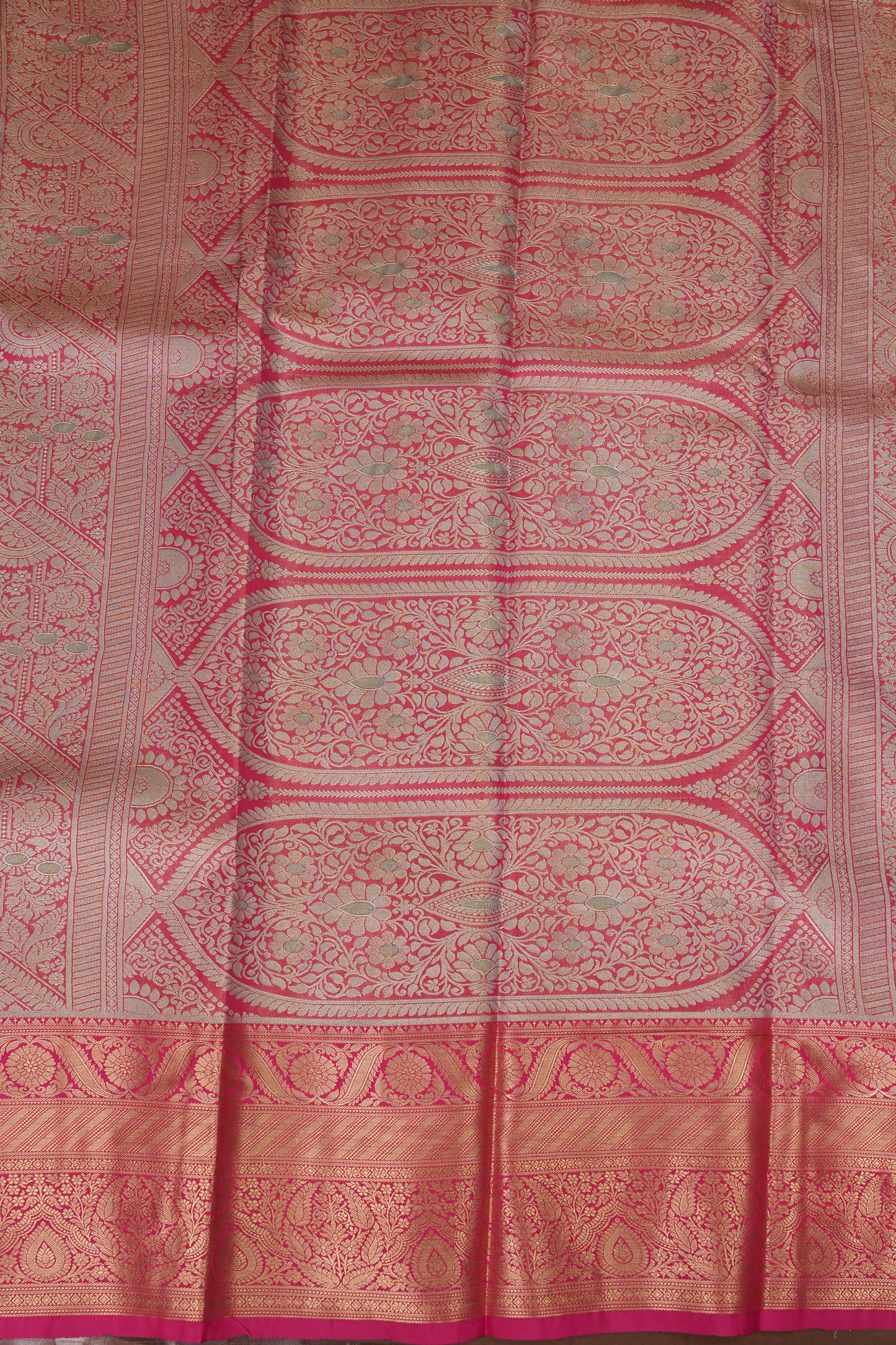 Mint Green Semi Silk Saree with Pink Zari Border