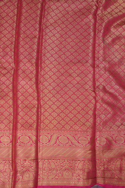 Mint Green Semi Silk Saree with Pink Zari Border