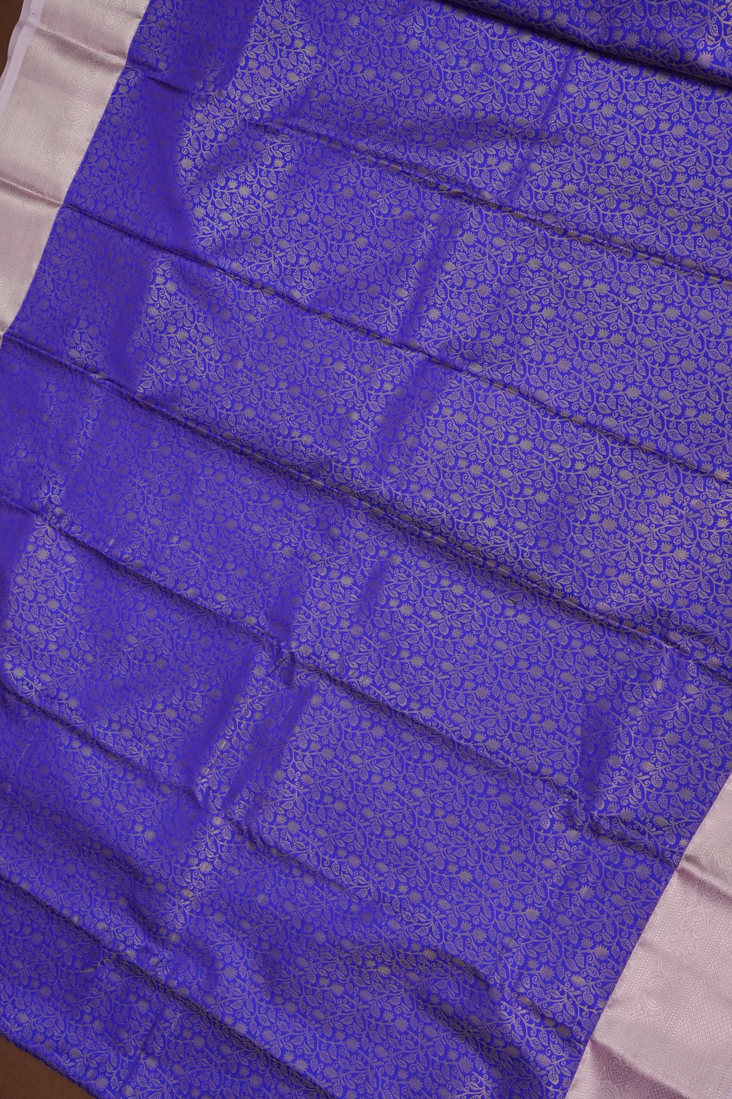 Kanchivaram Semi Silk Saree - Royal Blue with Baby Pink Border