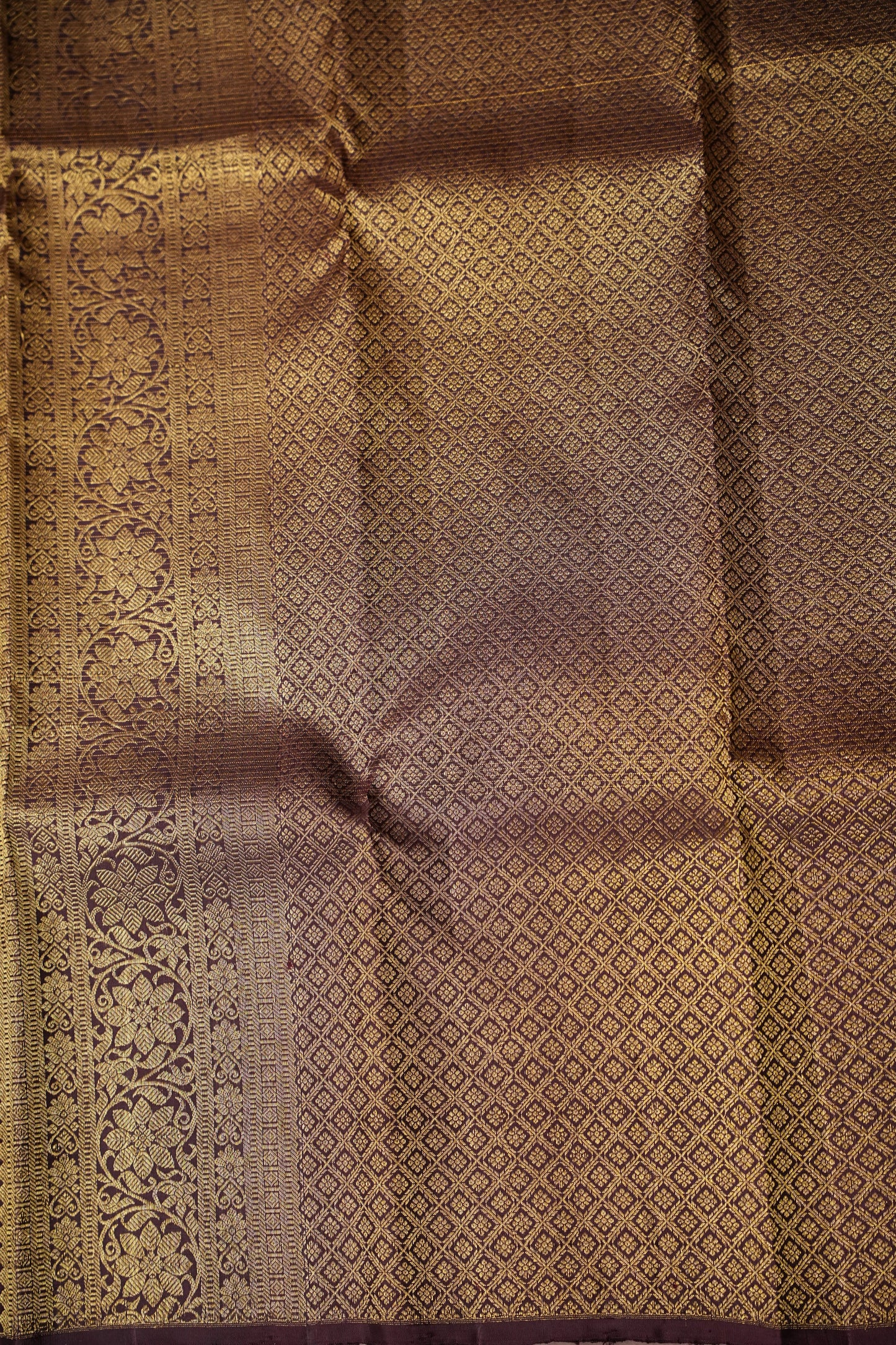 Olive Green & Coffee Pure Kanchipuram Silk Saree|Silk Mark Certified